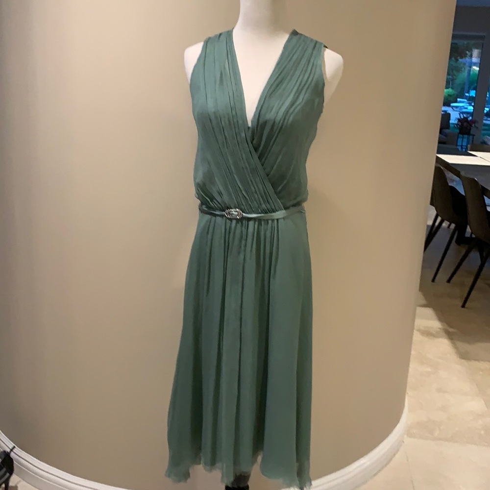 Wyeth Sage Green Silk Chiffon Dress  S